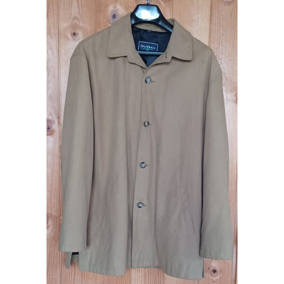 Vintage SPLITRAIL Beige Faux Suede Jacket, Men's Large, Interior Zip Pocket Y2K - Picture 1 of 4
